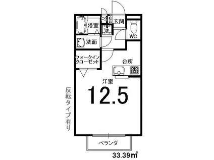 グランドールC棟(1K/1階)の間取り写真