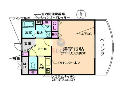 アマンスィート(1K/3階)の間取り写真