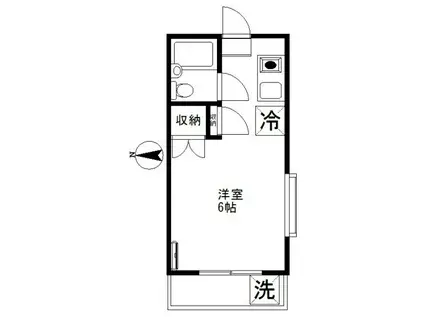 パーシモンII(ワンルーム/1階)の間取り写真