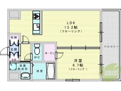 スプランディッド江坂駅前(1LDK/3階)の間取り写真