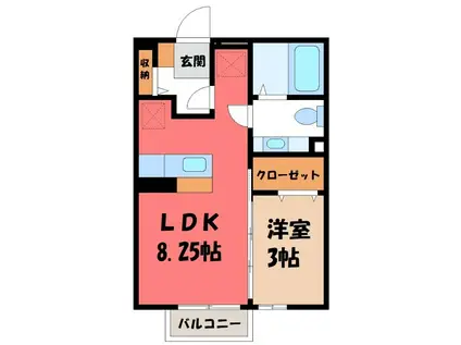 ルリエール(1LDK/2階)の間取り写真