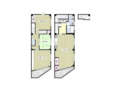 堀江ビル(3LDK/2階)の間取り写真