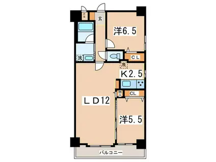 RADIA近代美術館前(2LDK/6階)の間取り写真