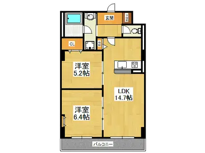 カスタリア船橋II(2LDK/2階)の間取り写真
