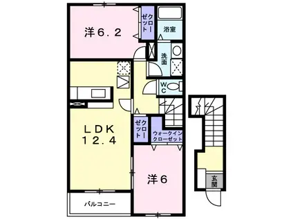 ノートルハウスI(2LDK/2階)の間取り写真
