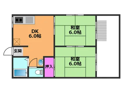 ファミール城東(2DK/1階)の間取り写真