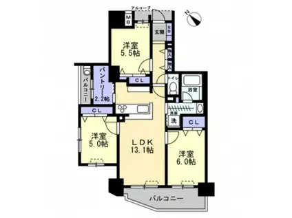 アルファスマート北日吉II(3LDK/3階)の間取り写真