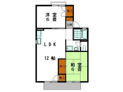 サンコーポ恵美酒(2LDK/1階)の間取り写真