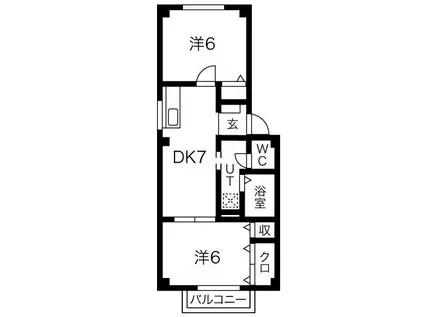 ブレスト南山B(2DK/1階)の間取り写真