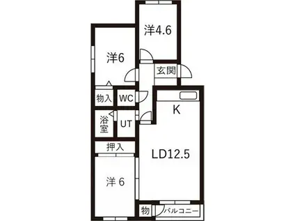 パークサイドマンション(3LDK/5階)の間取り写真