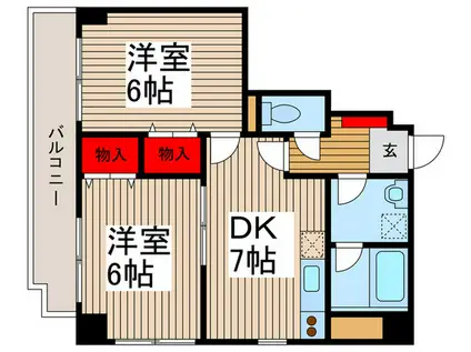 ロイヤルクマイ(2DK/2階)の間取り写真