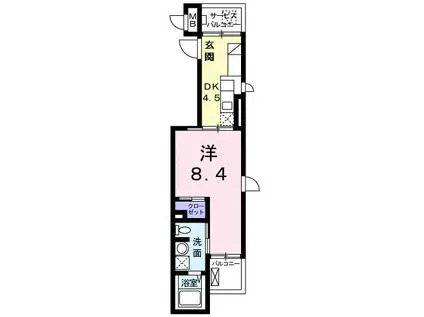 ブランドール湘南(1DK/4階)の間取り写真