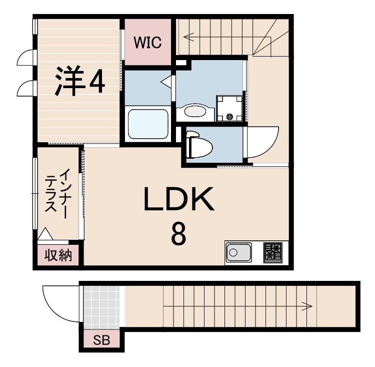 プランドール豊町(1LDK/2階)の間取り写真