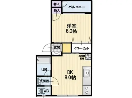 パールハイツA(1DK/1階)の間取り写真