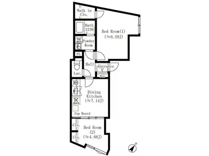 エディット西池袋(2DK/1階)の間取り写真