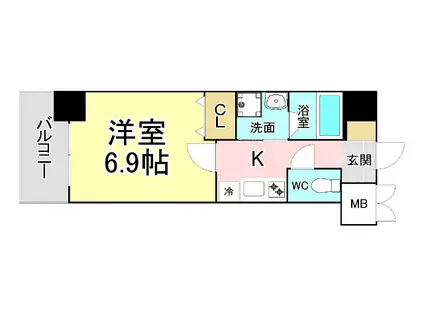 RITA-I(1K/3階)の間取り写真