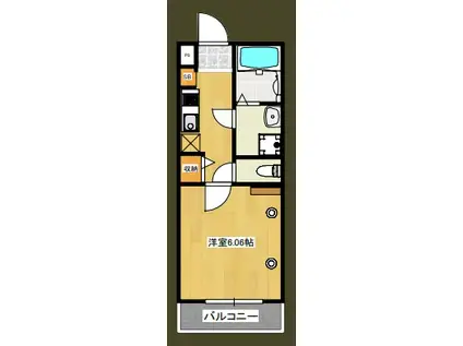 カルムヴィレッジ東田辺(1K/3階)の間取り写真