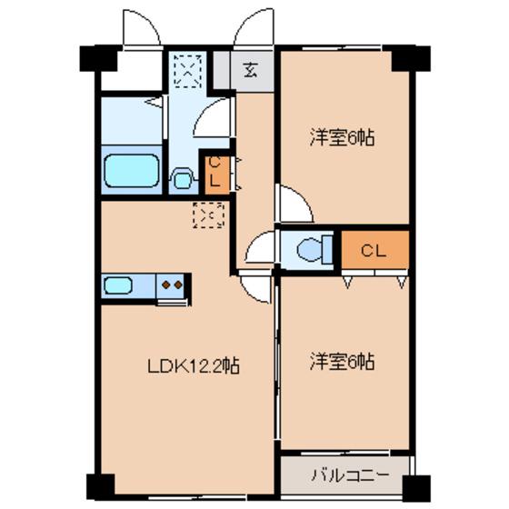 フレンディオ30(2LDK/3階)の間取り写真