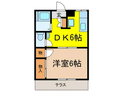 キウイアパ-トメントハウス(1DK/1階)の間取り写真