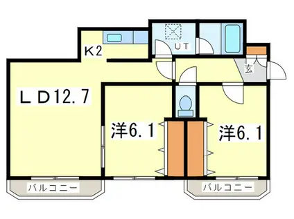 キャビン25(2LDK/3階)の間取り写真