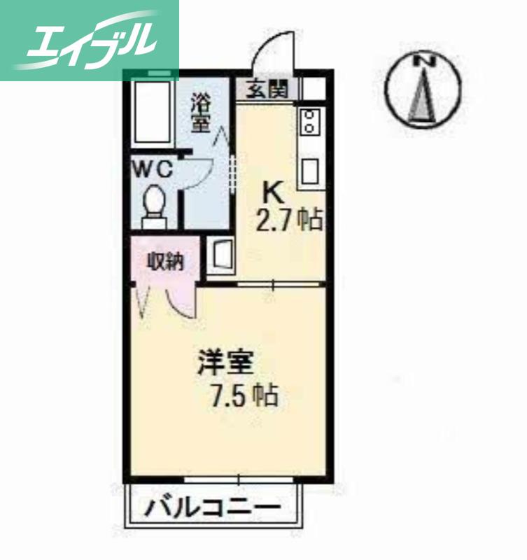 ディアエスタB棟(1K/1階)の間取り写真