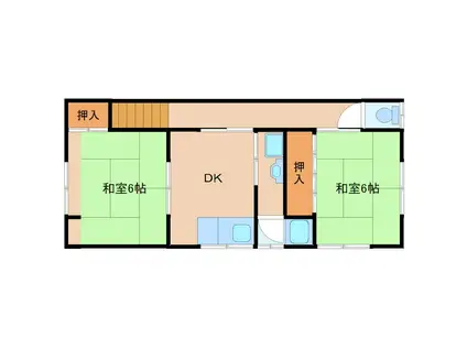 阪神本線 杭瀬駅 徒歩10分 2階建 築62年(2DK/2階)の間取り写真