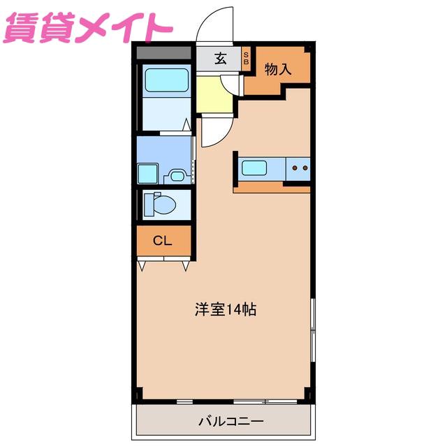 IZM HINAGA B棟(ワンルーム/1階)の間取り写真