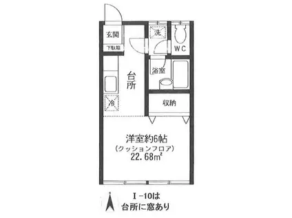 アステール(1K/1階)の間取り写真