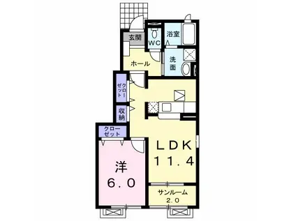 アダージォ(1LDK/1階)の間取り写真