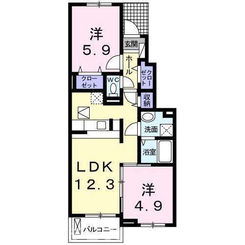 フォレスト・ヒル(2LDK/1階)の間取り写真