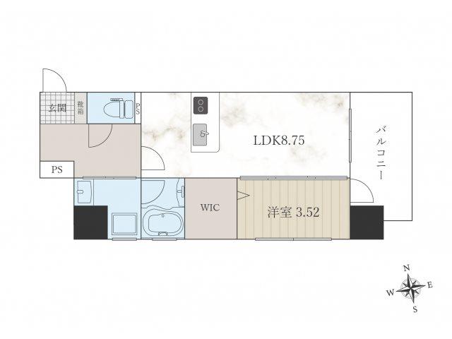 プレジデンスザ小倉(1LDK/8階)の間取り写真