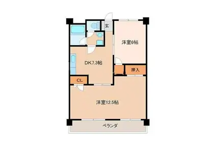 三嶋ビル(2DK/4階)の間取り写真