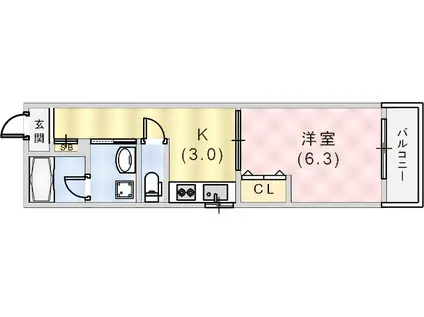 第二リーフビル(1K/1階)の間取り写真