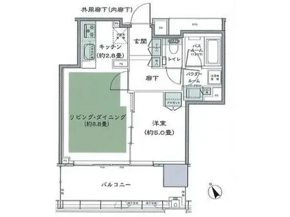 シティタワー目黒(1LDK/13階)の間取り写真