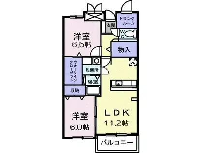 ヒルサイドスクエアI(2LDK/1階)の間取り写真