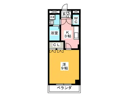 ダイアモンドヘッド(1K/2階)の間取り写真