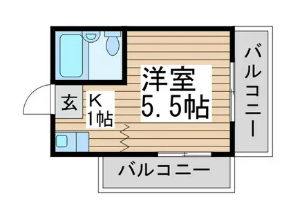 篠崎建物ビル(1K/6階)の間取り写真