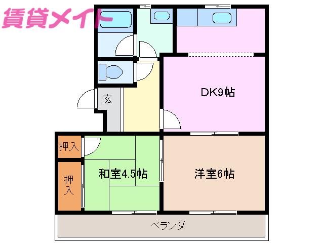 サンパーク(2DK/1階)の間取り写真