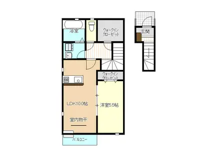 レトワールII B(1LDK/2階)の間取り写真