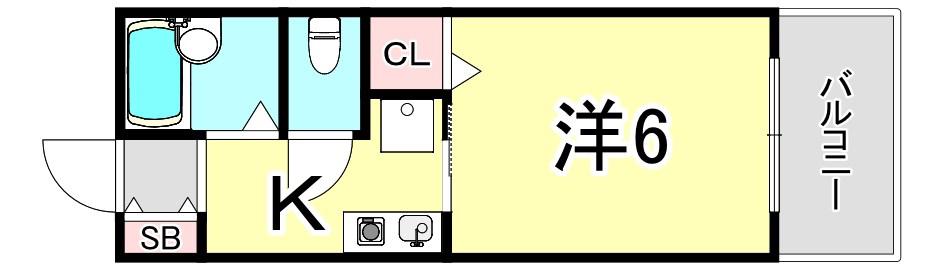 ルシェール房王寺(1K/1階)の間取り写真