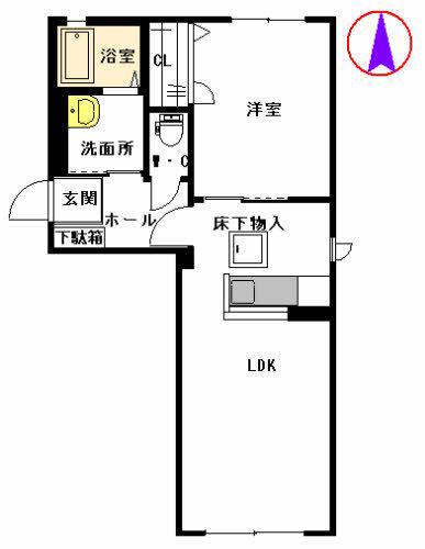 フルール出水(1LDK/1階)の間取り写真