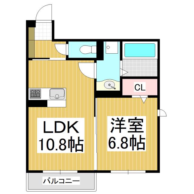 GRAND D-ROOM 島内新橋(1LDK/2階)の間取り写真