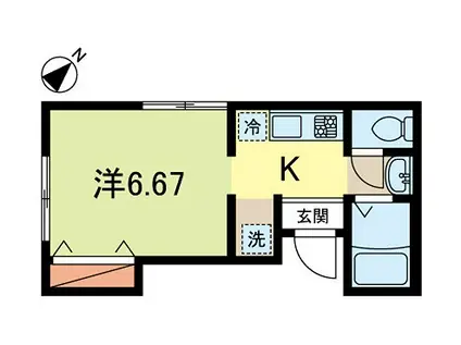 サットンプレイス・径(1K/2階)の間取り写真