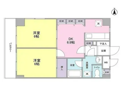 メゾーネジュンビッグ(2DK/2階)の間取り写真