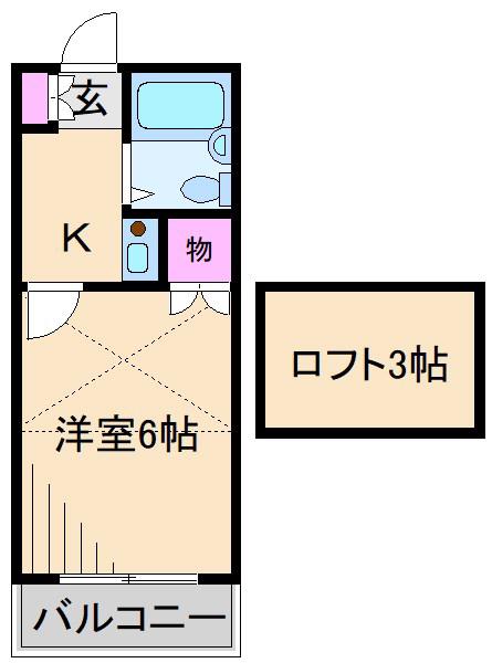菊名ドーム(1K/2階)の間取り写真