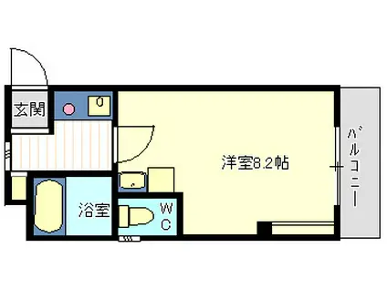 サングレイス西新町(1K/4階)の間取り写真