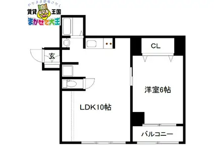 松尾ビル(1LDK/4階)の間取り写真