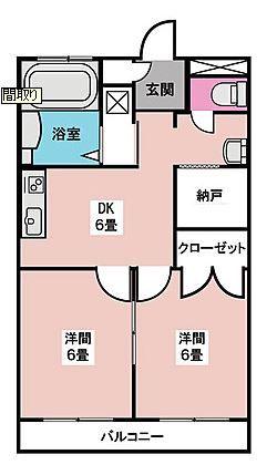 サンヒルズ太田南(2SDK/2階)の間取り写真