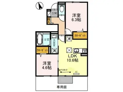 アルコバレーノVIII(2LDK/1階)の間取り写真