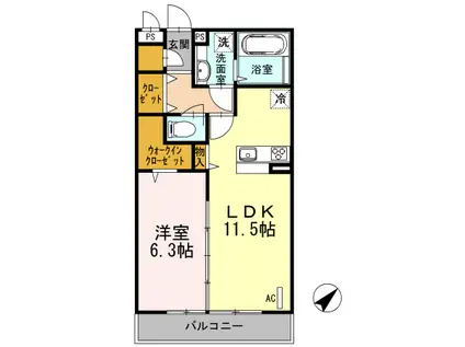 エルシア(1LDK/2階)の間取り写真